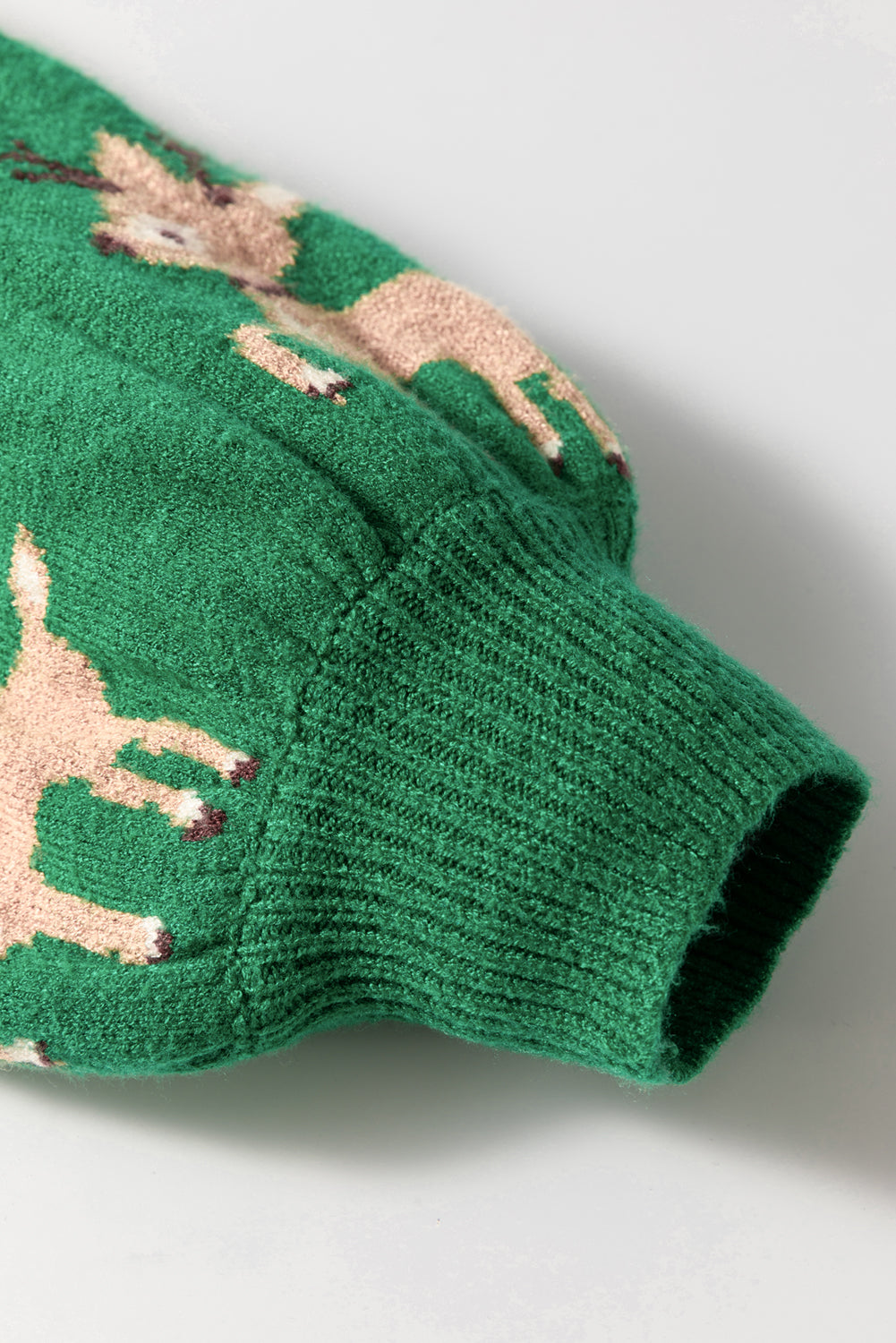 Holiday Reindeer Knit Shirt Round Neck Long Sleeve Pullover Top Christmas Sweater