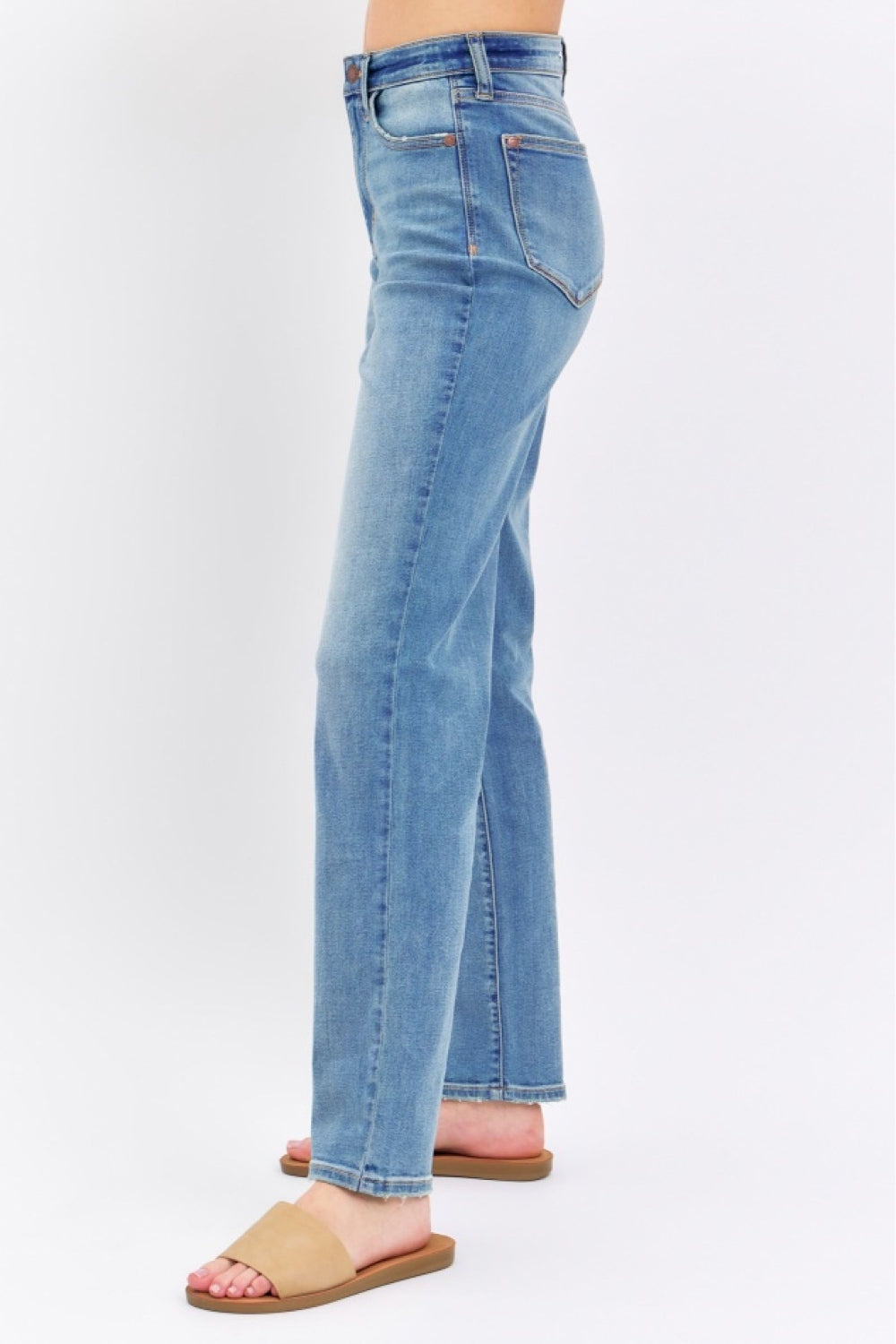 High Rise Waist Boyfriend Jeans Straight Leg Relaxed Fit Denim Pants Judy Blue