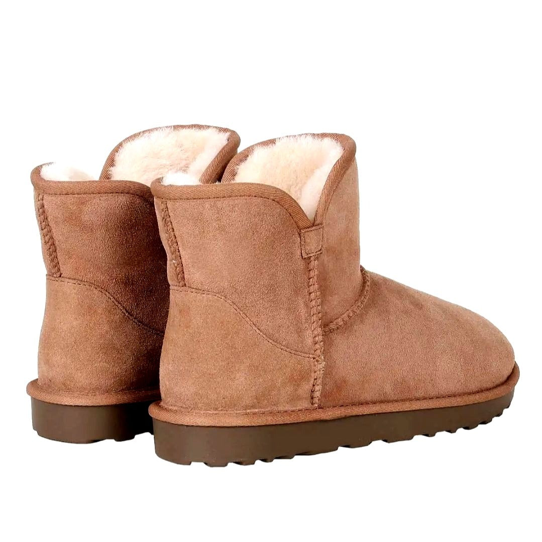 Kirkland Signature Real Fur Winter Boot Womens Shearling Sheepskin Suede Scalloped Fold Over Outdoor Shoes