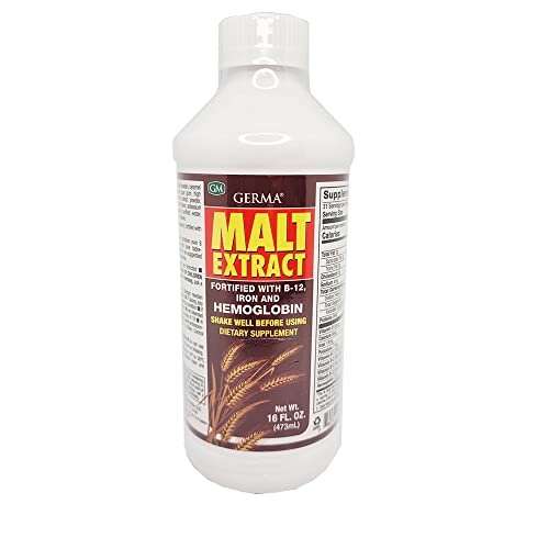 Germa Liquid Malt Extract Fortified B-12 Iron Hemoglobin 16oz bottle