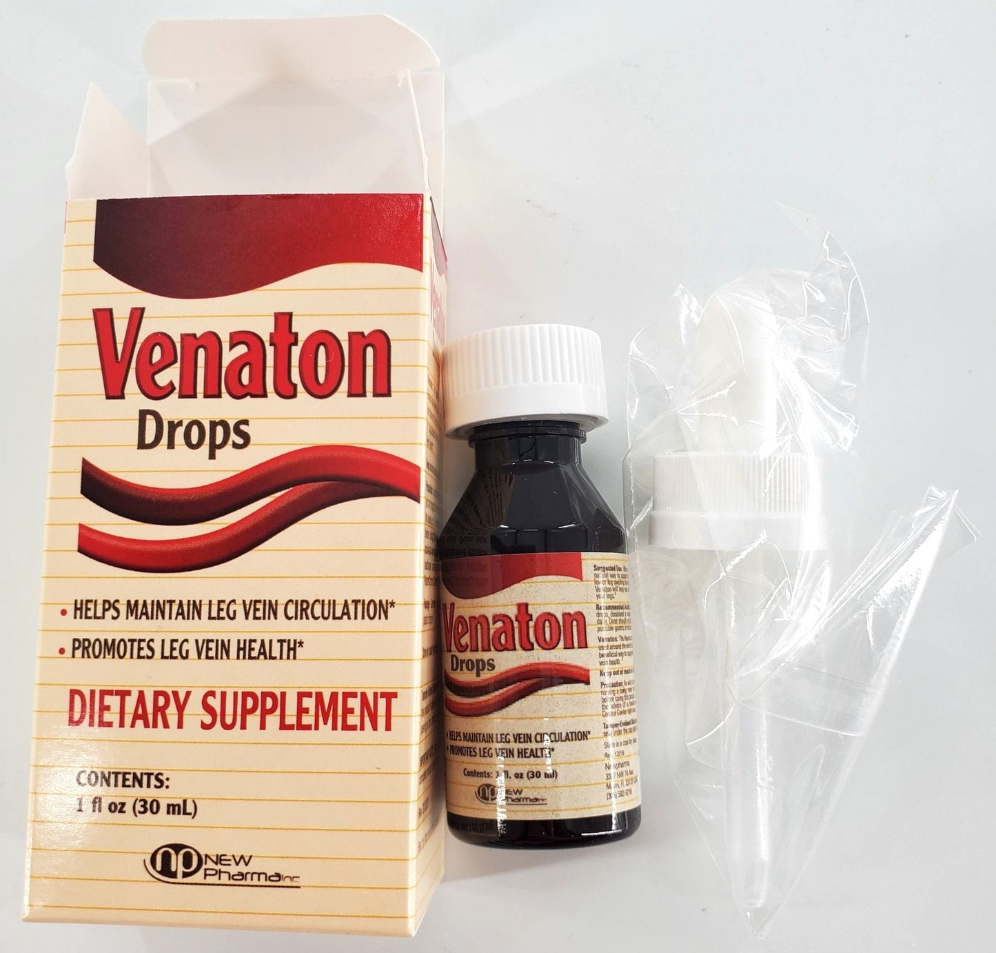 Venaton Drops Leg vein health supplement with plastic dropper 1 oz bottle