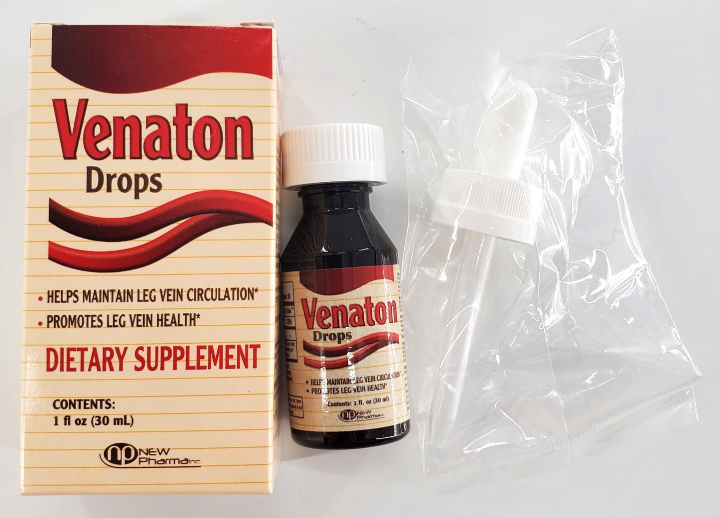 Venaton Drops Leg vein health supplement with plastic dropper 1 oz bottle