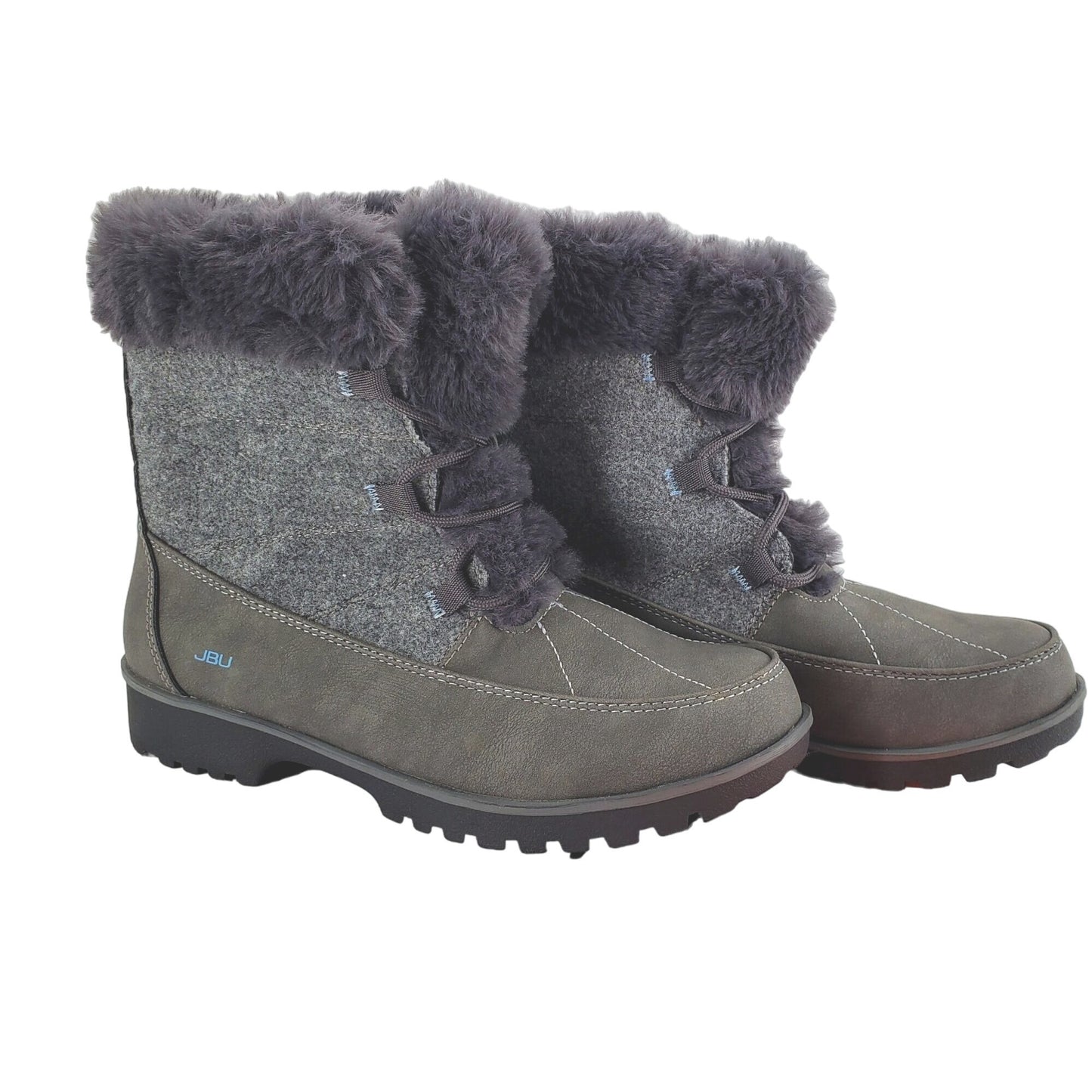 JBU Boots Faux Fur Weather Ready Outdoor Combat Water Resistant Shoes Winter