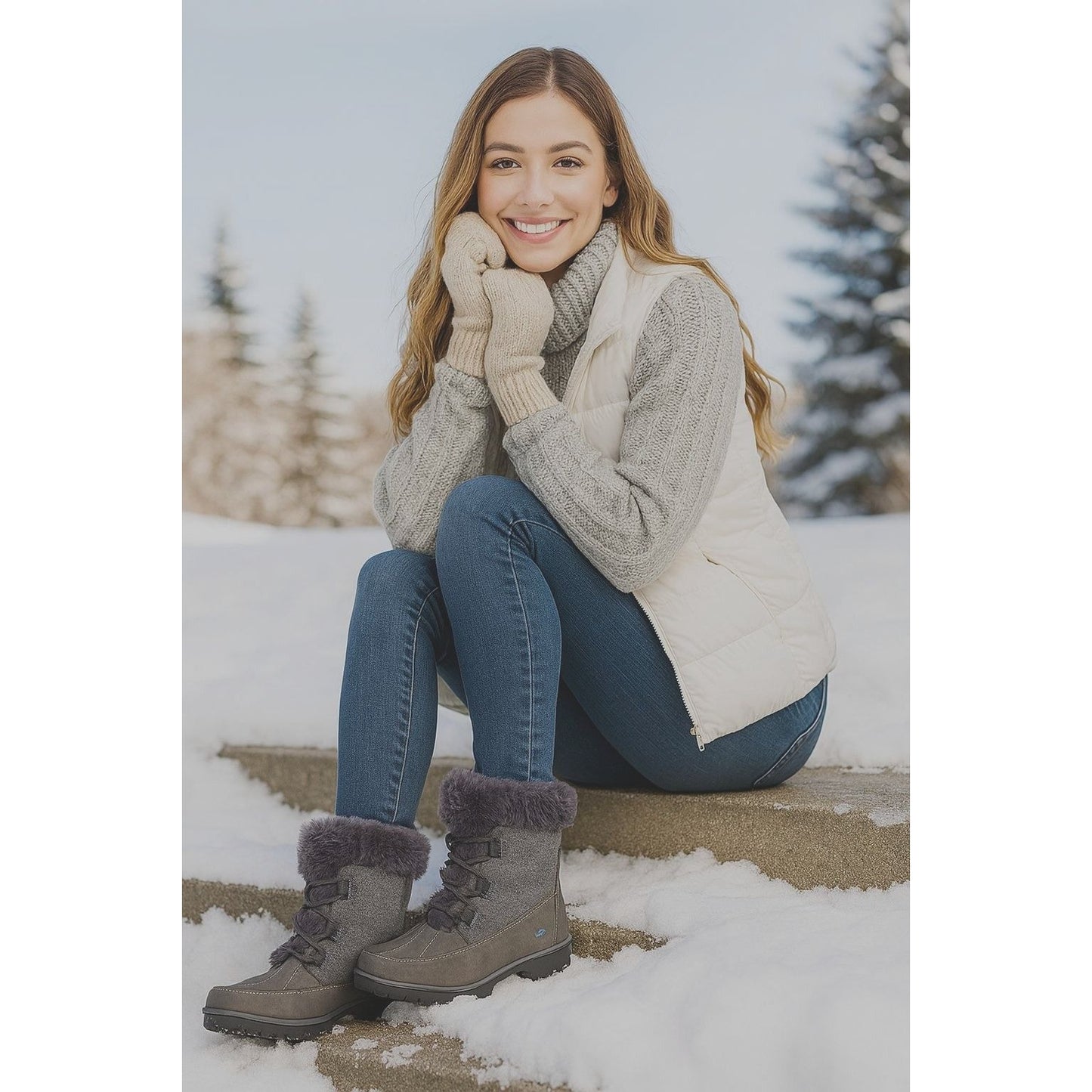JBU Boots Faux Fur Weather Ready Outdoor Combat Water Resistant Shoes Winter