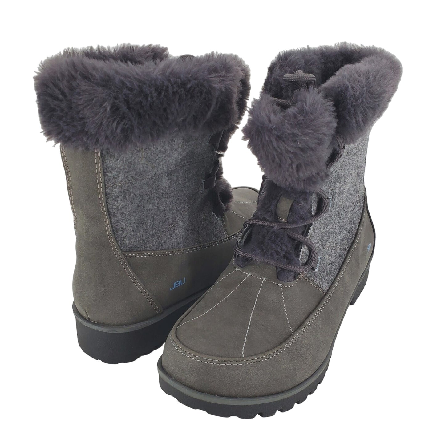 JBU Boots Faux Fur Weather Ready Outdoor Combat Water Resistant Shoes Winter