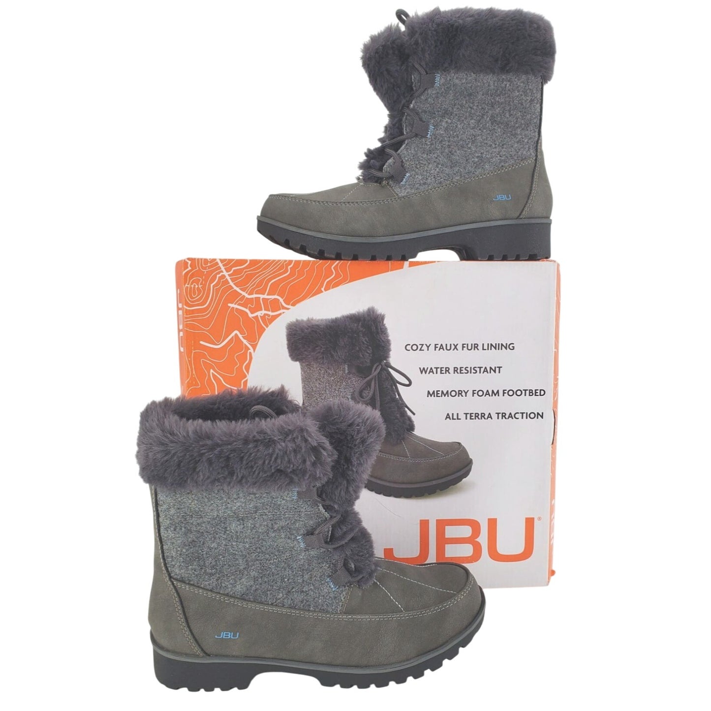 JBU Boots Faux Fur Weather Ready Outdoor Combat Water Resistant Shoes Winter