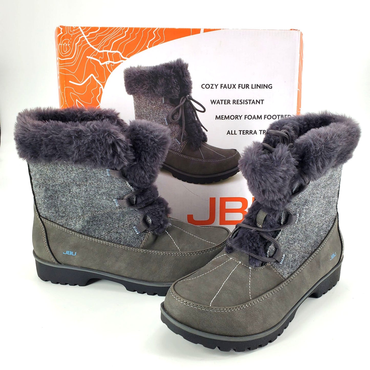 JBU Boots Faux Fur Weather Ready Outdoor Combat Water Resistant Shoes Winter