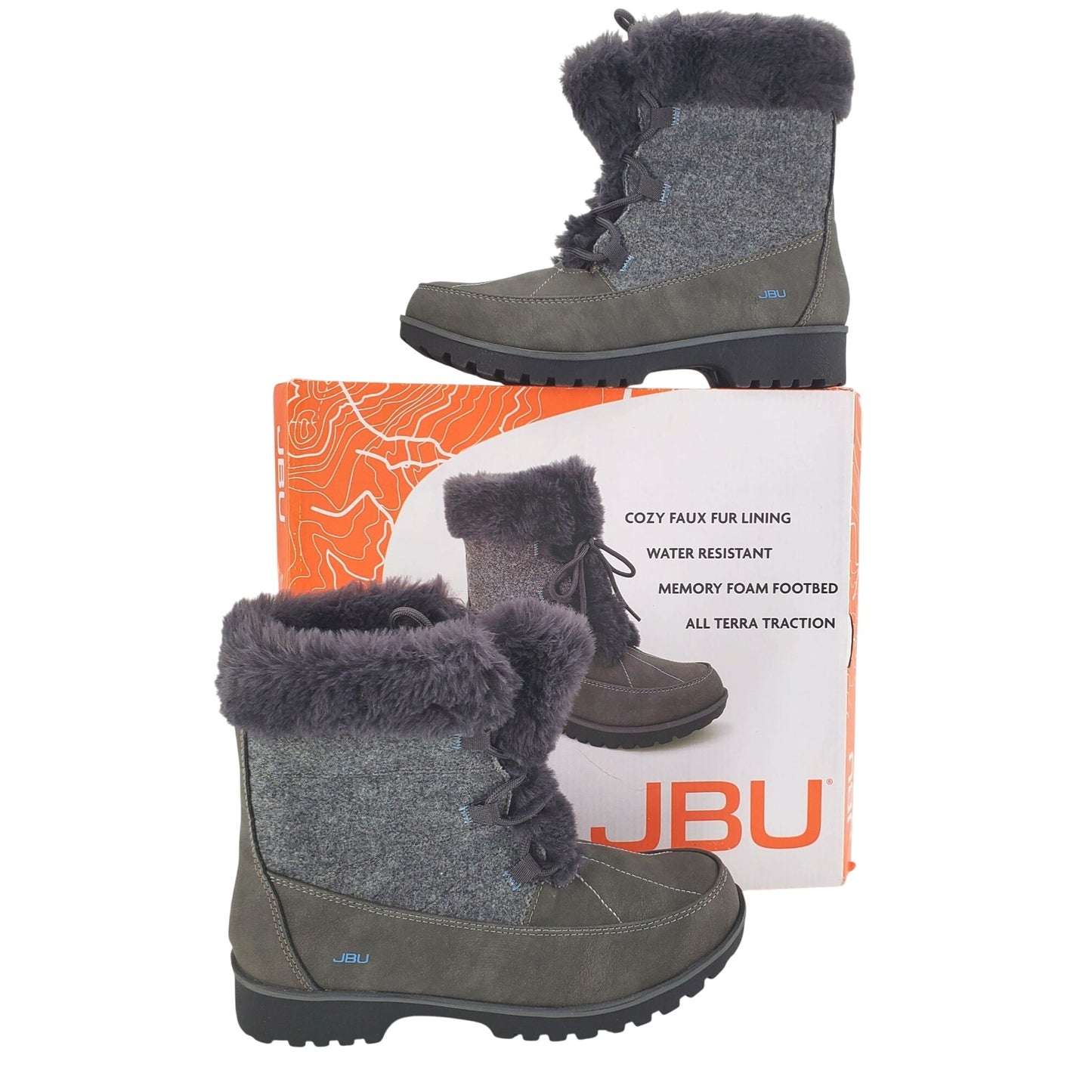 JBU Boots Faux Fur Weather Ready Outdoor Combat Water Resistant Shoes Winter