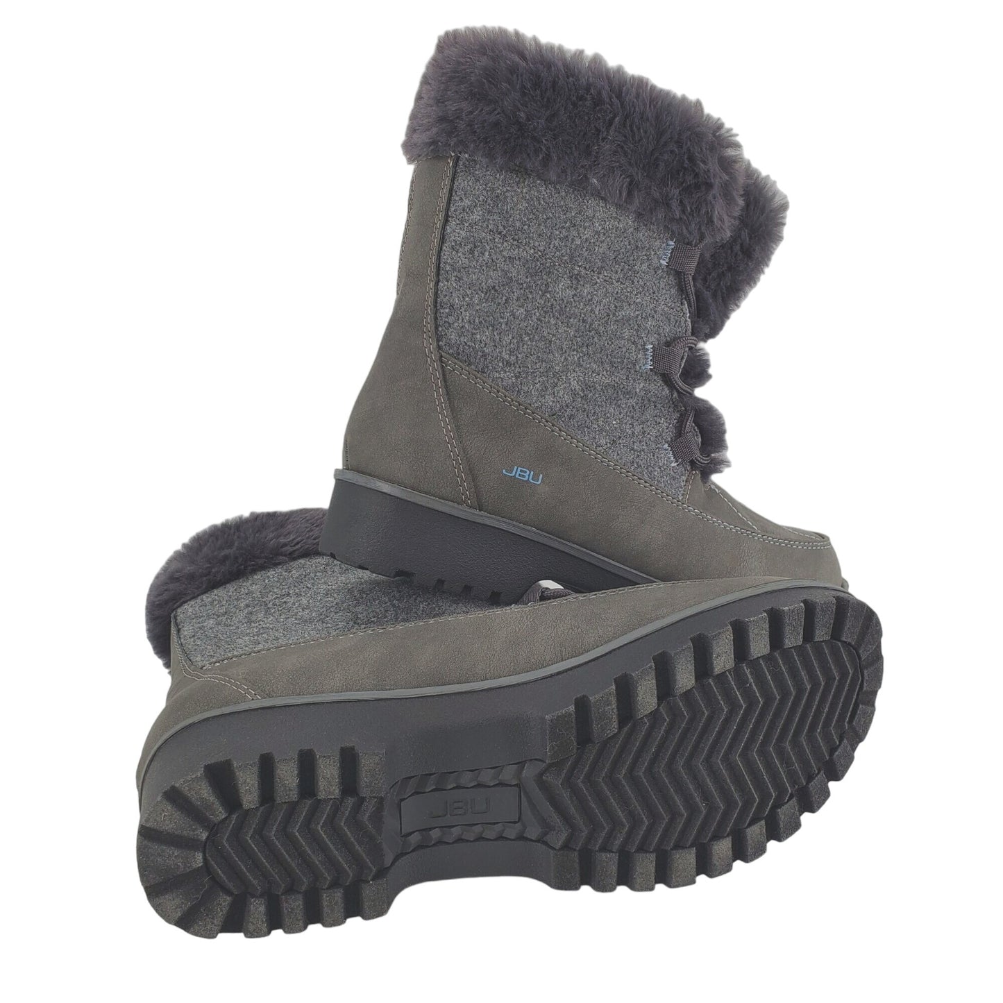 JBU Boots Faux Fur Weather Ready Outdoor Combat Water Resistant Shoes Winter