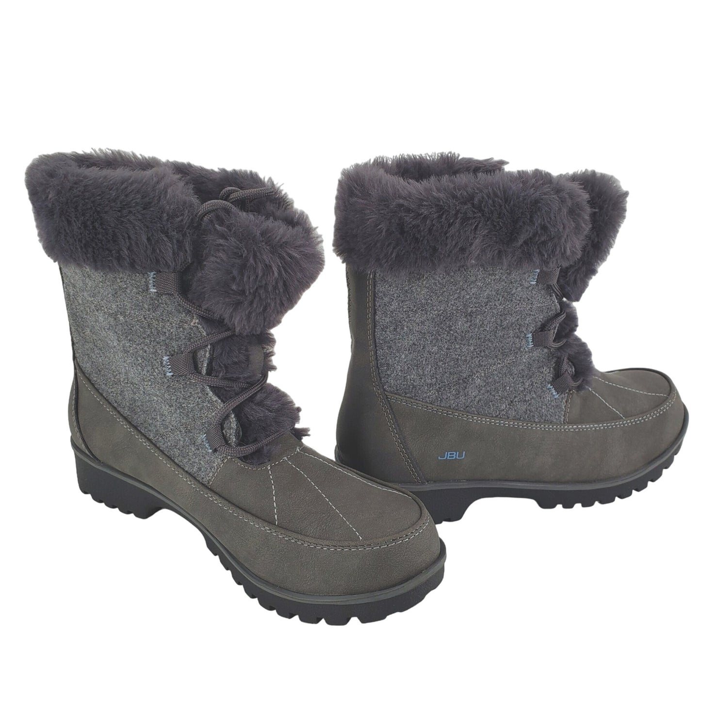 JBU Boots Faux Fur Weather Ready Outdoor Combat Water Resistant Shoes Winter