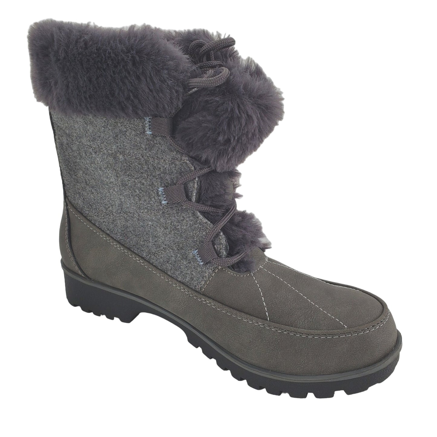 JBU Boots Faux Fur Weather Ready Outdoor Combat Water Resistant Shoes Winter