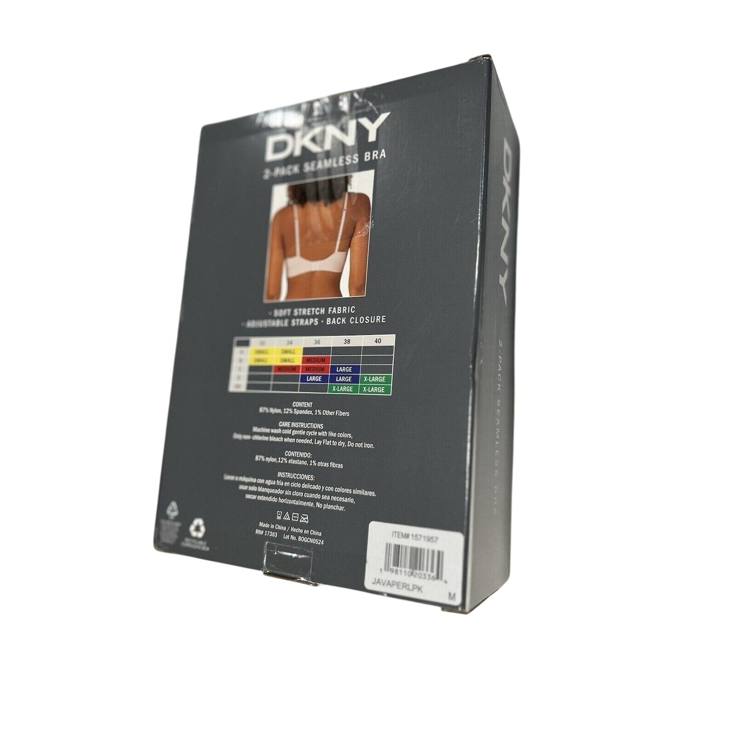 DKNY Small A/B Bra T-shirt Seamless All Day Stretch Adjustable Hook Eye 2-Pack