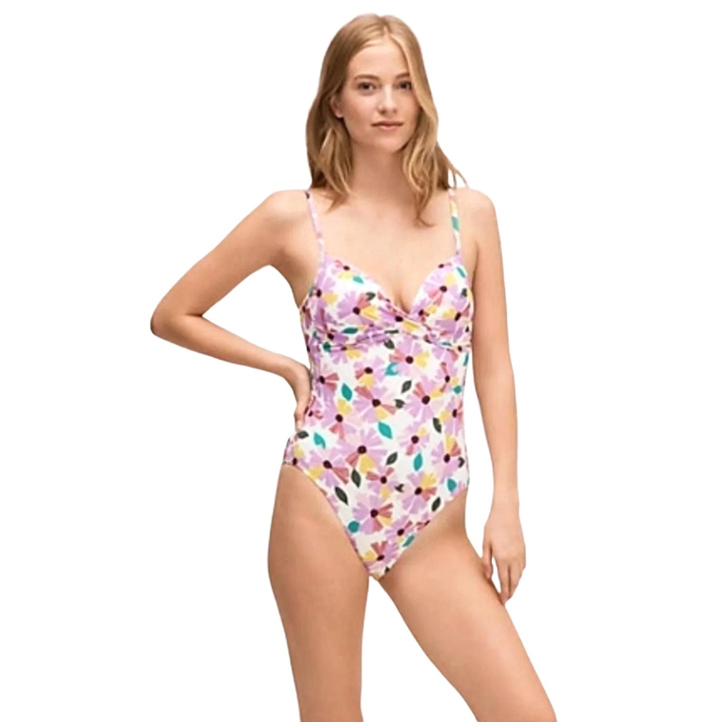 Kate Spade One-piece Twist Front WallFlower Colorful Daisy Floral Swimwear