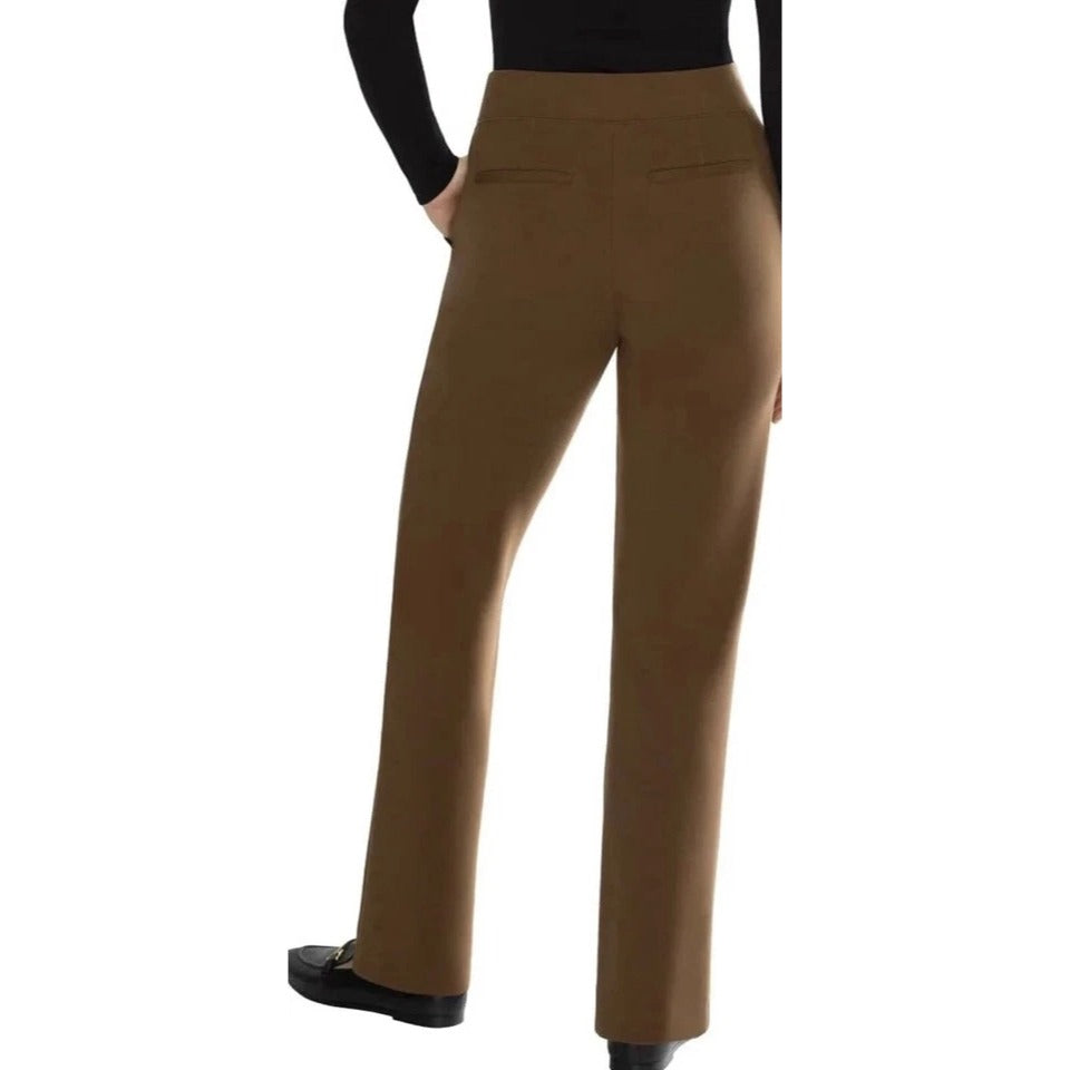 Matty M Women's High-Rise Comfort Office Dress Pants Elastic Waist Pull-on 30" inseam Brown