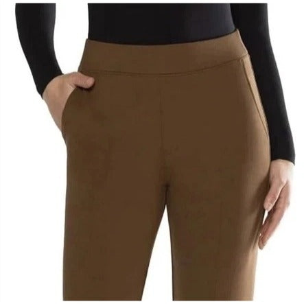 Matty M Women's High-Rise Comfort Office Dress Pants Elastic Waist Pull-on 30" inseam Brown