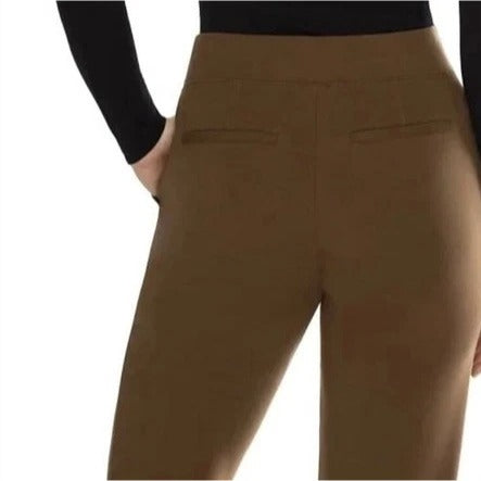 Matty M Women's High-Rise Comfort Office Dress Pants Elastic Waist Pull-on 30" inseam Brown