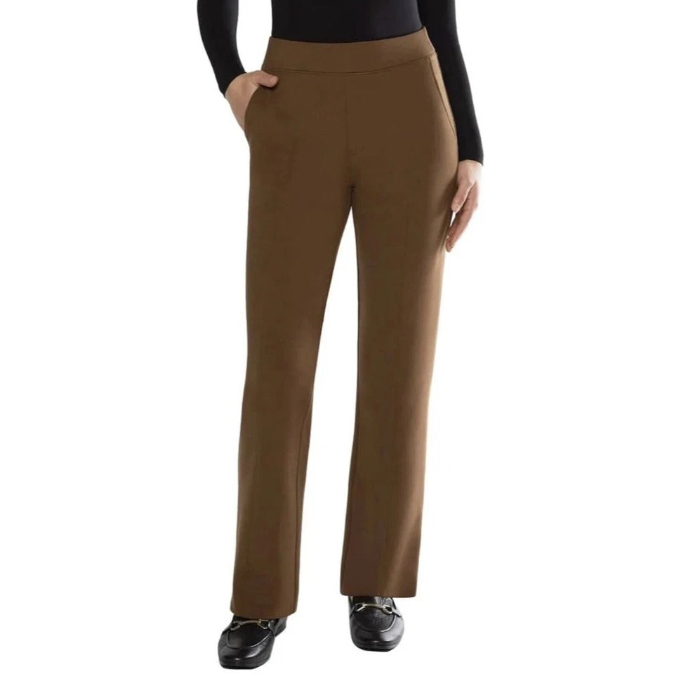 Matty M Women's High-Rise Comfort Office Dress Pants Elastic Waist Pull-on 30" inseam Brown