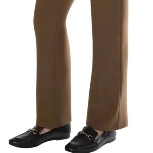 Matty M Women's High-Rise Comfort Office Dress Pants Elastic Waist Pull-on 30" inseam Brown