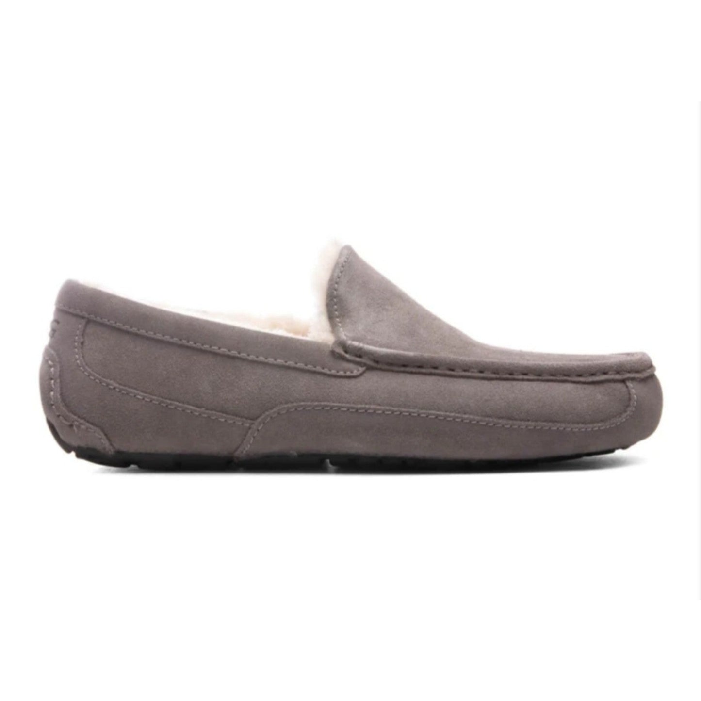 UGG Slippers Men’s Ascot Grey Suede Shearling Fur House Casual Shoes Luxury