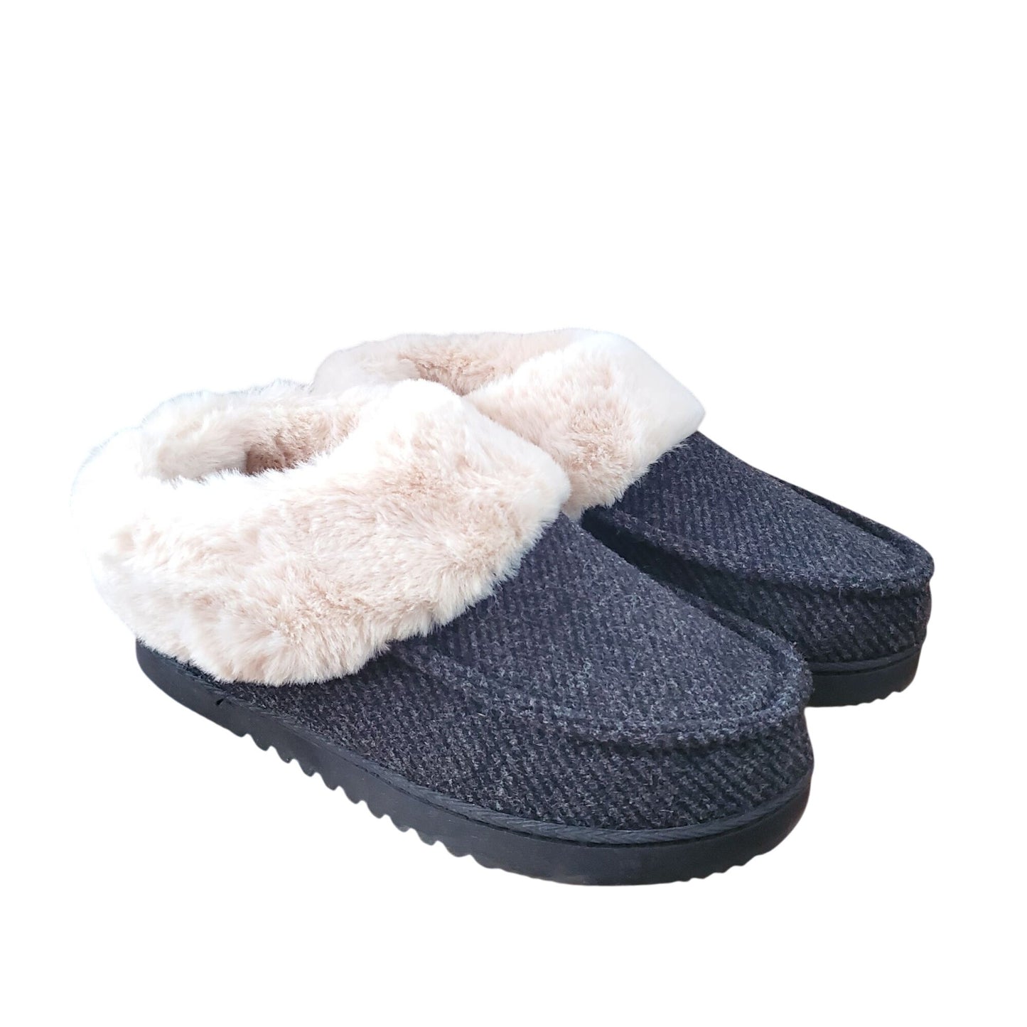 Dearfoams Women Faux Fur House Shoe Slippers Corduroy Winter Fuzzy Slip-on