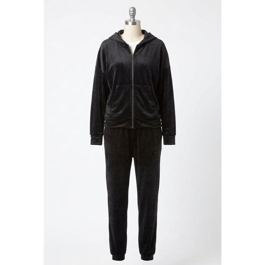 Felina Velour Zip Hoodie Jacket Matching Jogger Pants 2 Piece Set Tracksuit