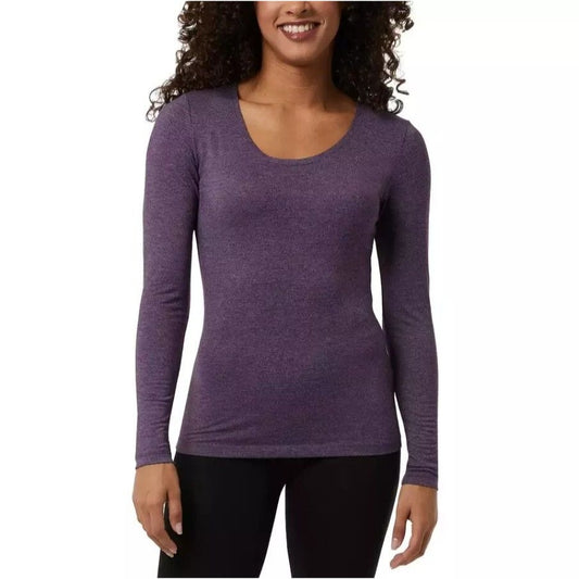 32 Degrees Heat 2 Pack Women Lightweight Long Sleeve Base Layer Shirt White Purple Top