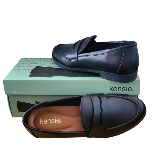Kensie Penny Loafer Gitty Slip-on Driver Shoes Faux Smooth Leather Black