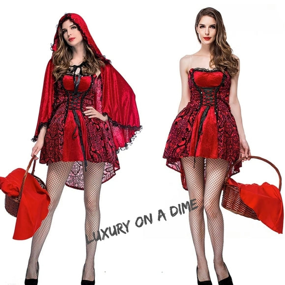 LITTLE RED RIDING HOOD Cosplay Sexy Adult Halloween Costume 2-piece set