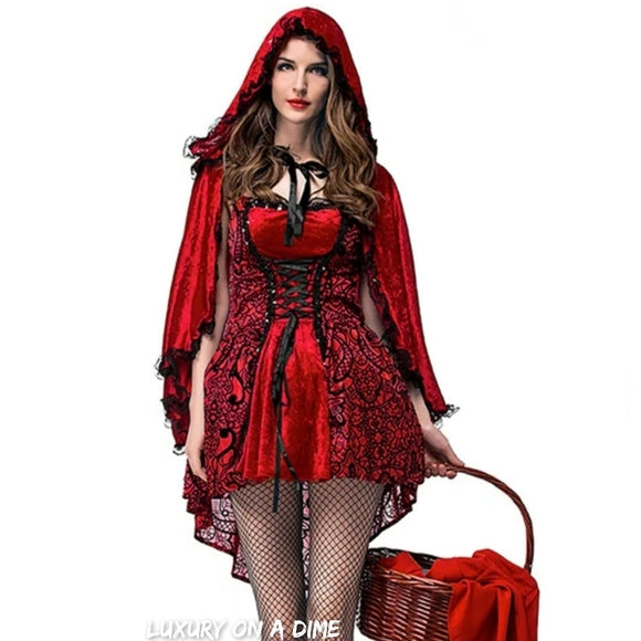 LITTLE RED RIDING HOOD Cosplay Sexy Adult Halloween Costume 2-piece set