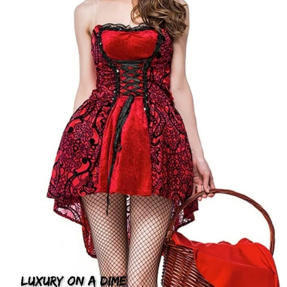 LITTLE RED RIDING HOOD Cosplay Sexy Adult Halloween Costume 2-piece set