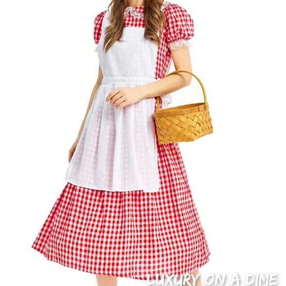 LITTLE RED RIDING HOOD Cosplay Modest Adult Halloween Costume 4-piece set