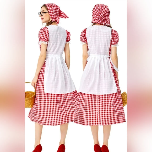 LITTLE RED RIDING HOOD Cosplay Modest Adult Halloween Costume 4-piece set