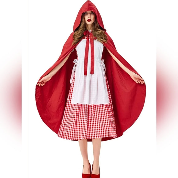LITTLE RED RIDING HOOD Cosplay Modest Adult Halloween Costume 4-piece set
