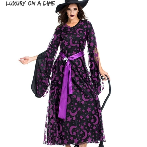 Celestial Witch Adult Woman Halloween Costume Modest Maxi Dress Wizard Cosplay