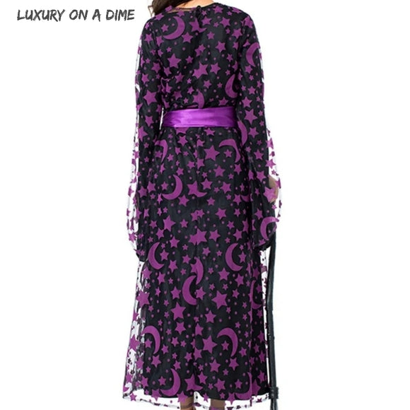 Celestial Witch Adult Woman Halloween Costume Modest Maxi Dress Wizard Cosplay