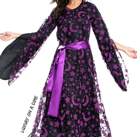 Celestial Witch Adult Woman Halloween Costume Modest Maxi Dress Wizard Cosplay