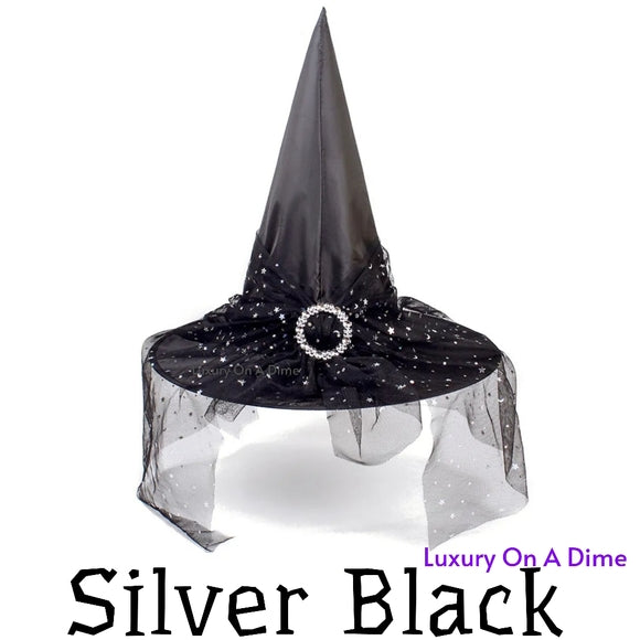 Witch Hat Halloween Costume Accessory Lace Cosplay Party Fancy Pointed/Relaxed hat