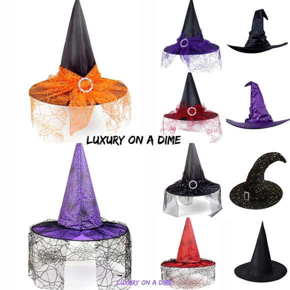 Witch Hat Halloween Costume Accessory Lace Cosplay Party Fancy Pointed/Relaxed hat