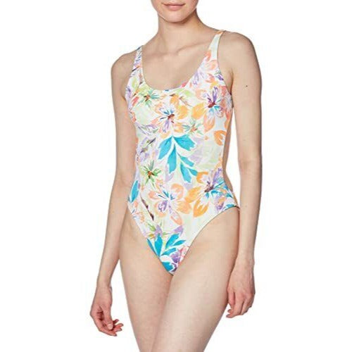 Roxy One-Piece Swimsuit Reversible White Pualani Colorful Open Back Swimwear