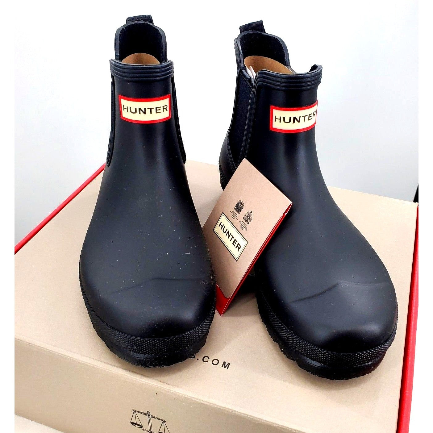 HUNTER Rain Boots Womans Original Chelsea Black Classic Waterproof Rainboots
