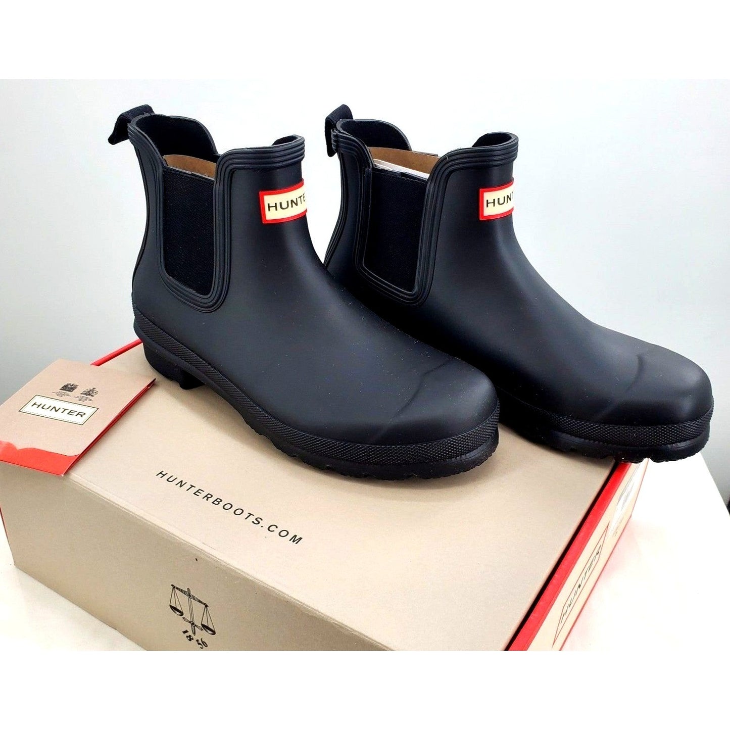 HUNTER Rain Boots Womans Original Chelsea Black Classic Waterproof Rainboots