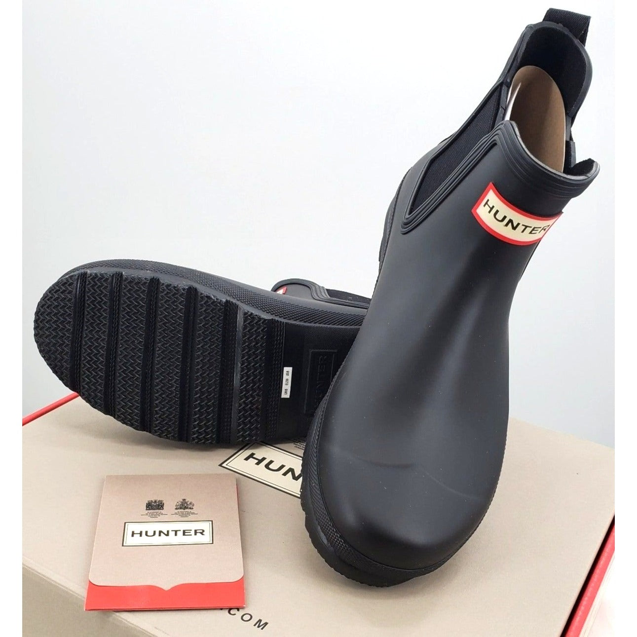 HUNTER Rain Boots Womans Original Chelsea Black Classic Waterproof Rainboots