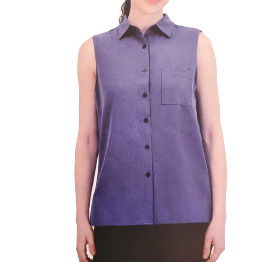 GAIAM Athletic Sleeveless Collared Tank Top Lightweight Button-up Shirt Athleisure Moisture Wicking