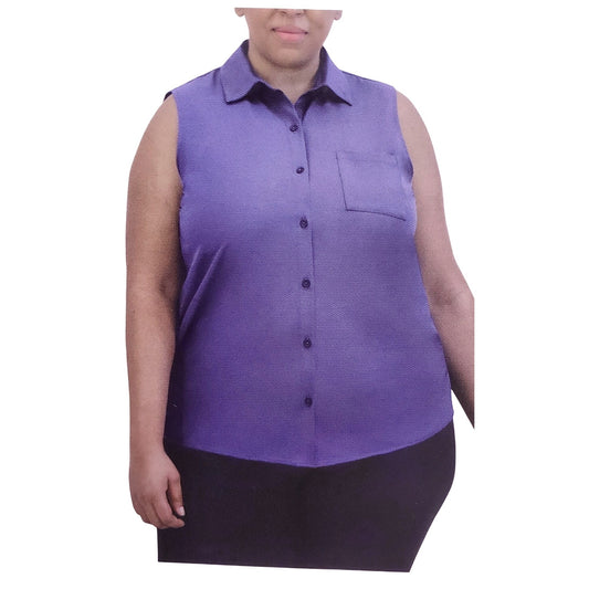 GAIAM Athletic Sleeveless Collared Tank Top Lightweight Button-up Shirt Athleisure Moisture Wicking