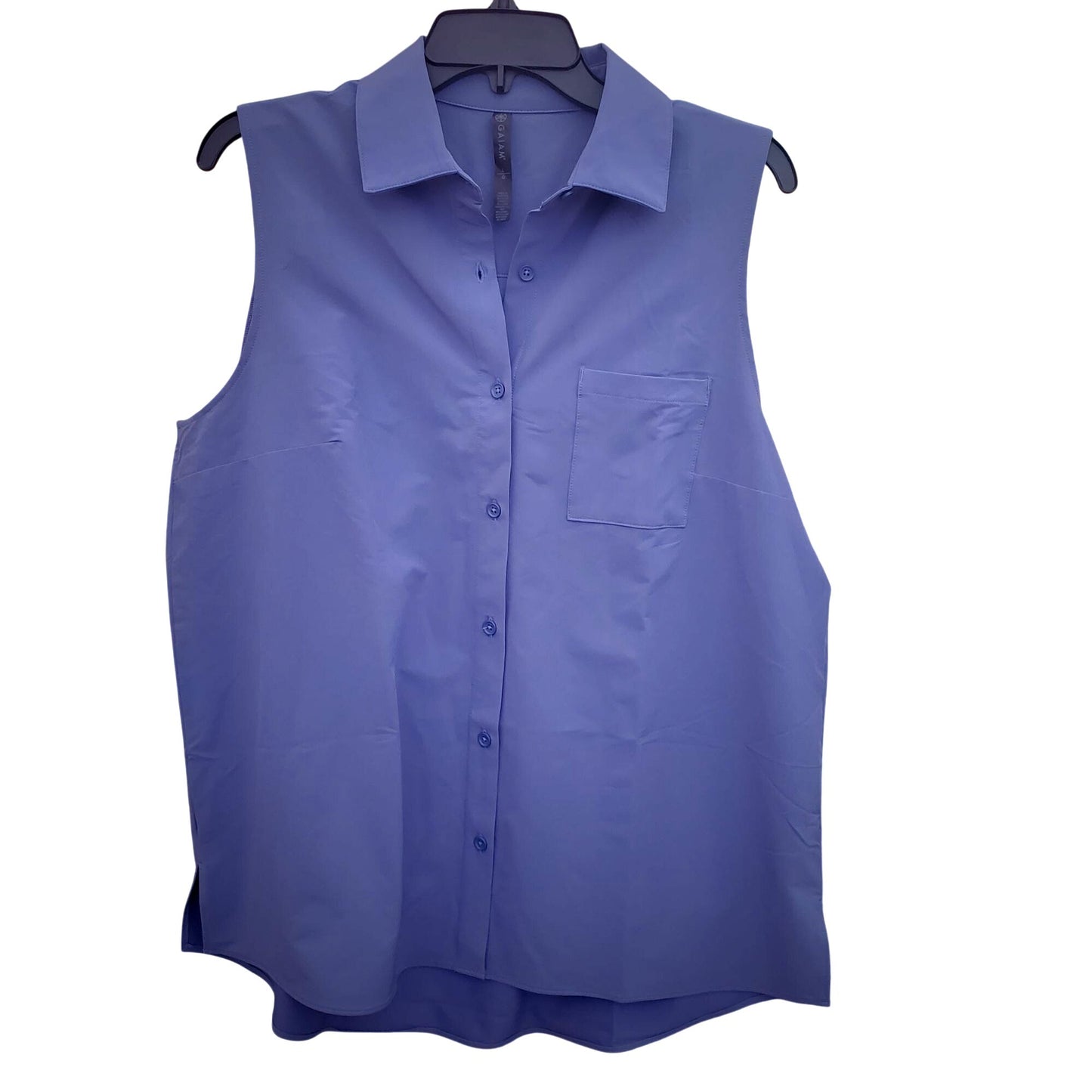 GAIAM Athletic Sleeveless Collared Tank Top Lightweight Button-up Shirt Athleisure Moisture Wicking
