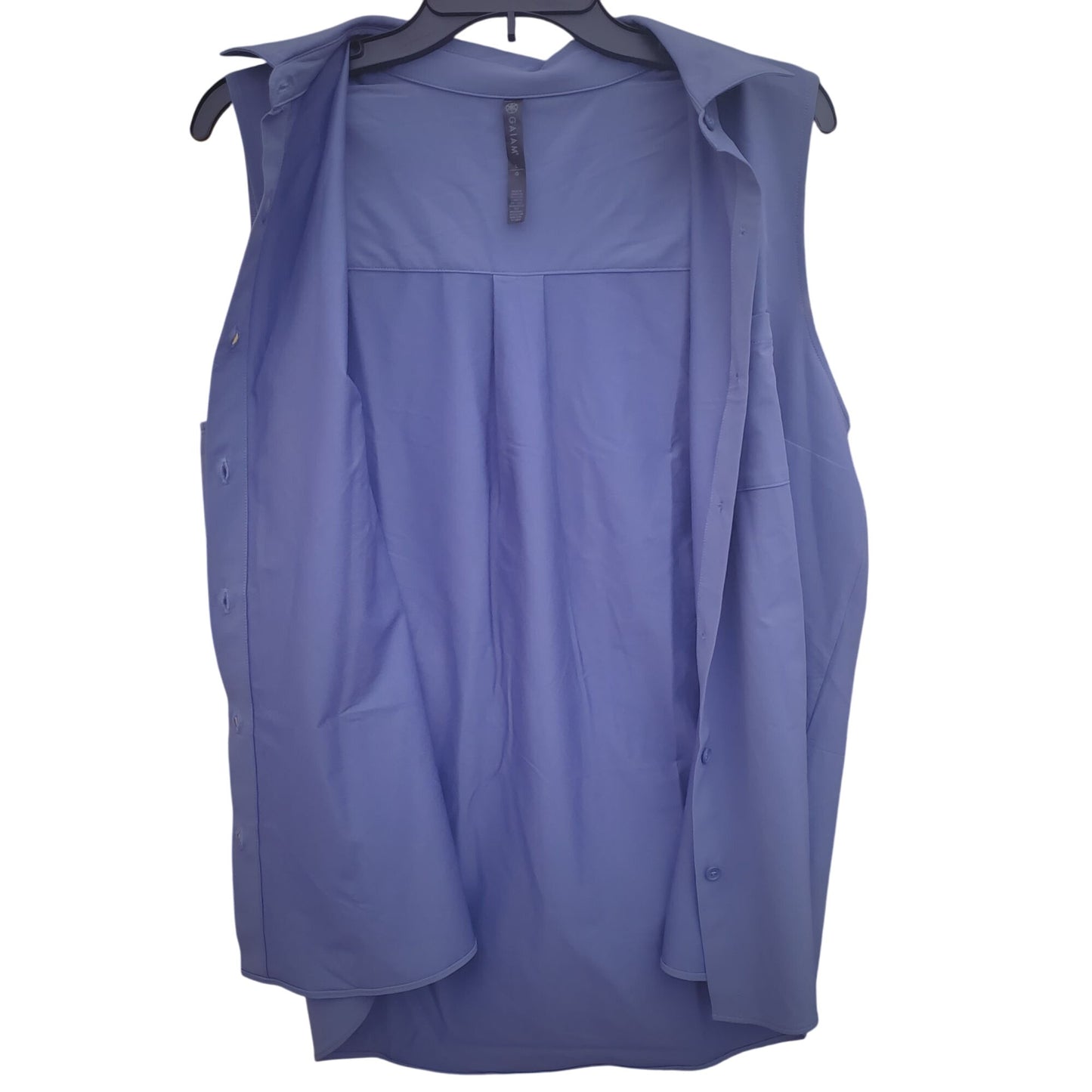 GAIAM Athletic Sleeveless Collared Tank Top Lightweight Button-up Shirt Athleisure Moisture Wicking