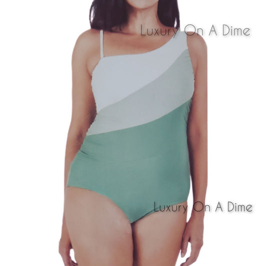 Carole Hochman Swimwear One Shoulder Removable Strap Swimsuit One-piece Sage