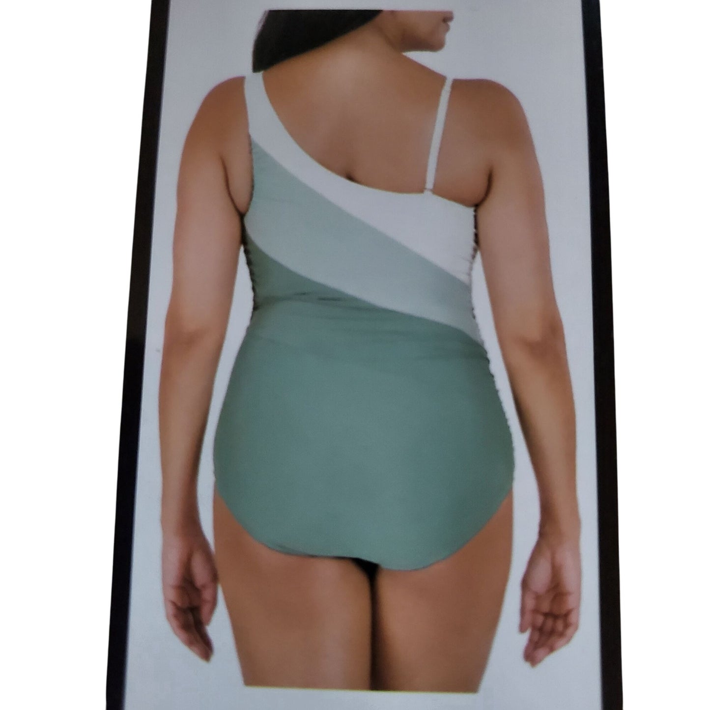 Carole Hochman Swimwear One Shoulder Removable Strap Swimsuit One-piece Sage L