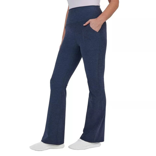 KIRKLAND Signature Woman Brushed Flare Pants Moisture Wicking Stretch Blue