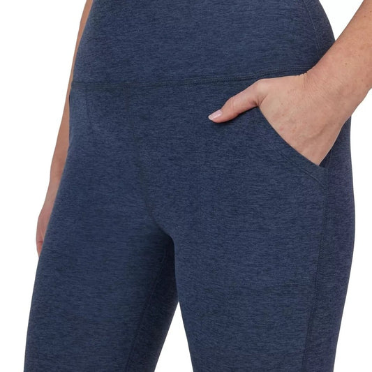 KIRKLAND Signature Woman Brushed Flare Pants Moisture Wicking Stretch Blue